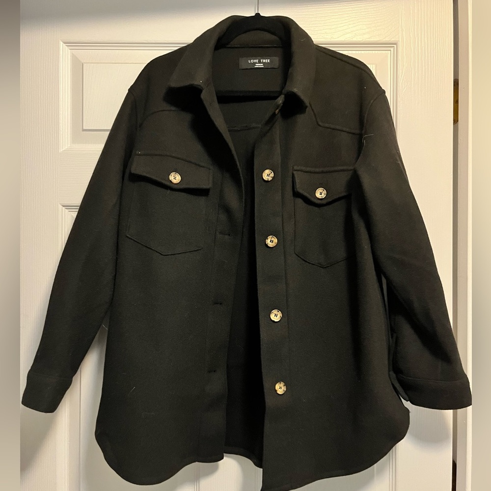 Black Trench Style Jacket Size Medium